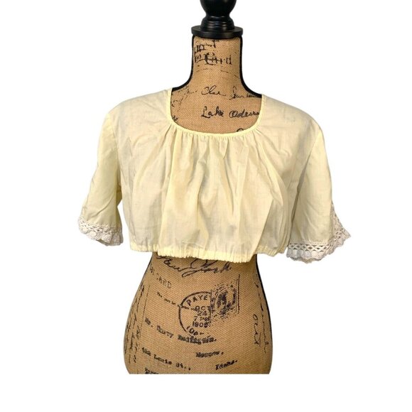 (E-144) Womens short sleeves crop top cream color‎ size M - Picture 7 of 7